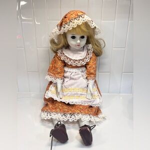 Vintage Porcelain Face Hands Baby Doll 20” Blonde Hair Sleepy Eyes